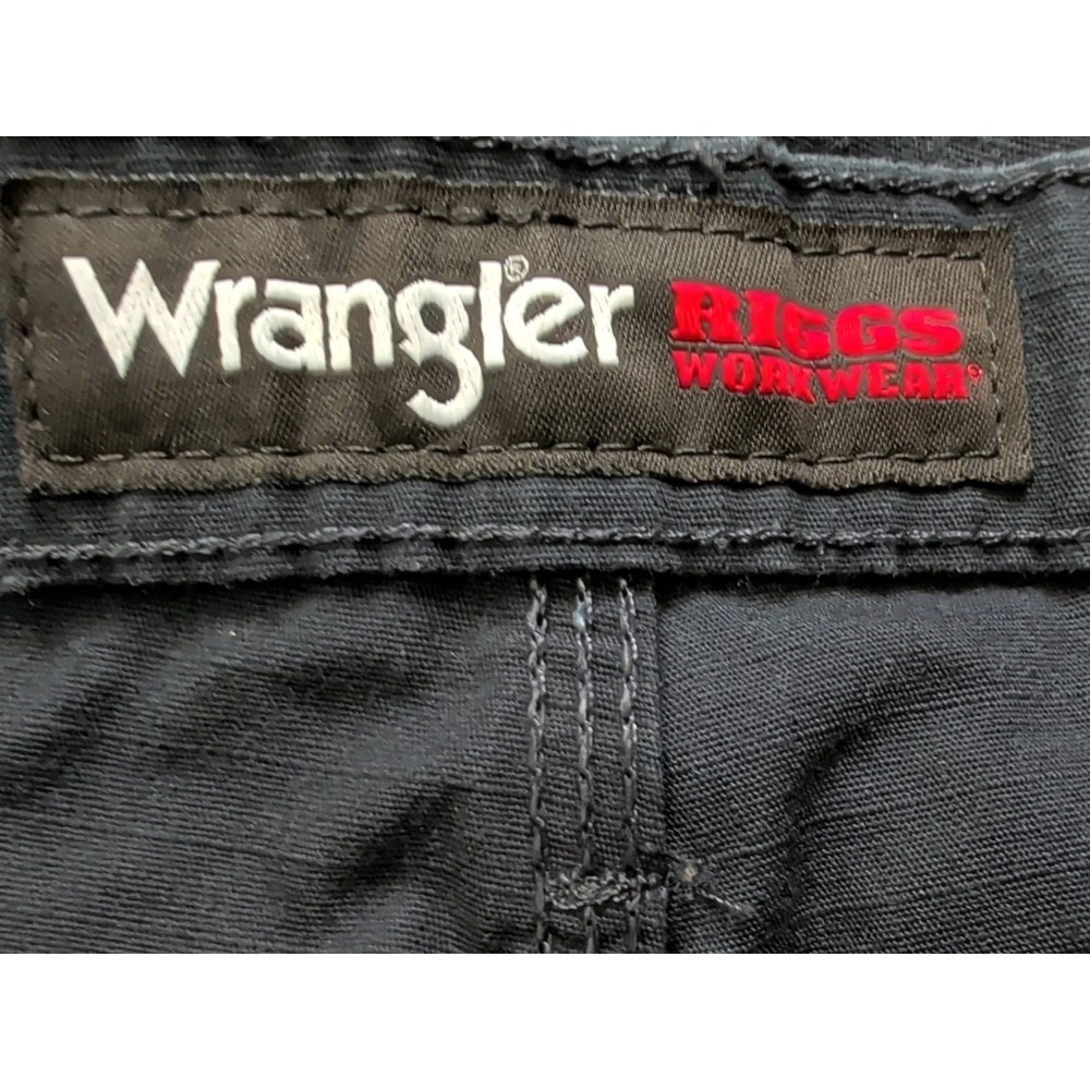 Wrangler Riggs Workwear Pants Blue 44x30 Canvas Ripstop Ranger Cargo Hammer Loop - Picture 7 of 8